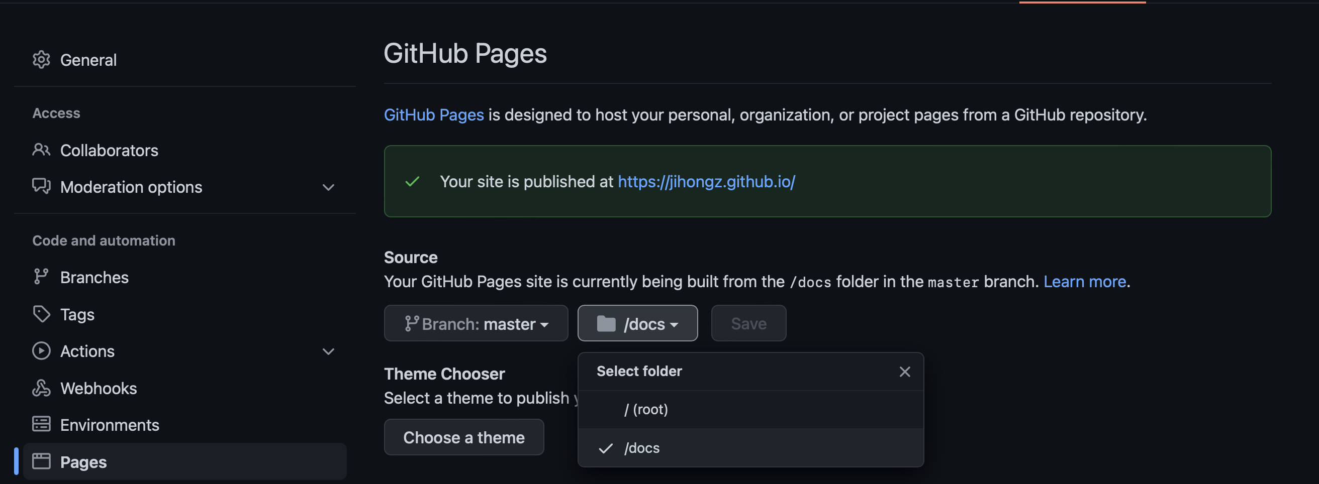 change settings