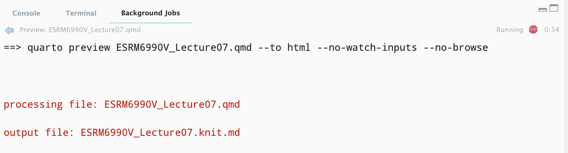 Background Jobs when I render the quarto of today’s lecture